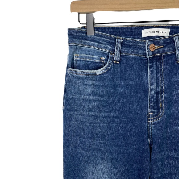 Flying Monkey High Rise Side Slit Released Hem Flare Jeans Deep Love Size 29 - Picture 6 of 13